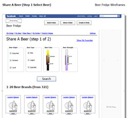 Beer Fridge Facebook Application wireframe
